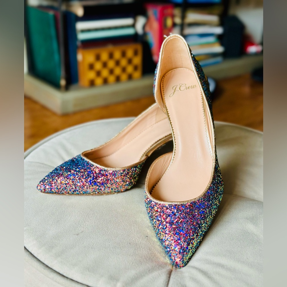 J Crew Glitter Heels Colette D’ Orsay Pump